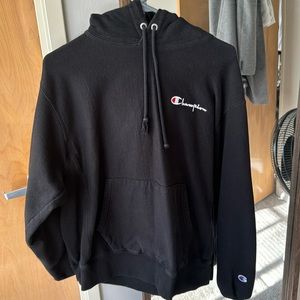 Champion Hoodie, Black, Size Large, Moderately Used